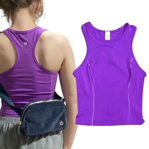 Lululemon‎ Nulux Racerback Cropped Run Tank Size 2 Purple High Neck